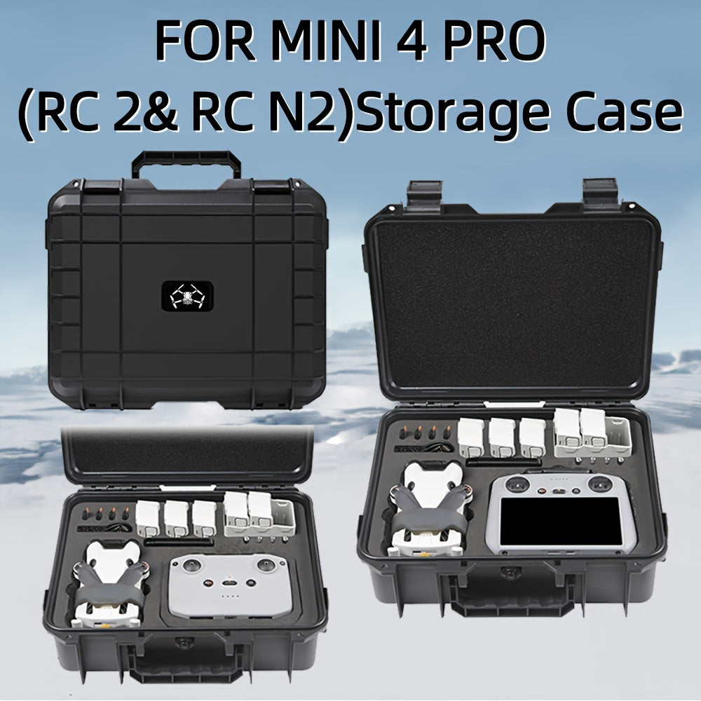 for DJI Mini 4 Pro Case - Explosion-Proof, Waterproof Hard Shell with Large Capacity for Universal Accessories, Black Portable Storage Box with Multiple Compartments and Shockproof Design, DJI Mini Case