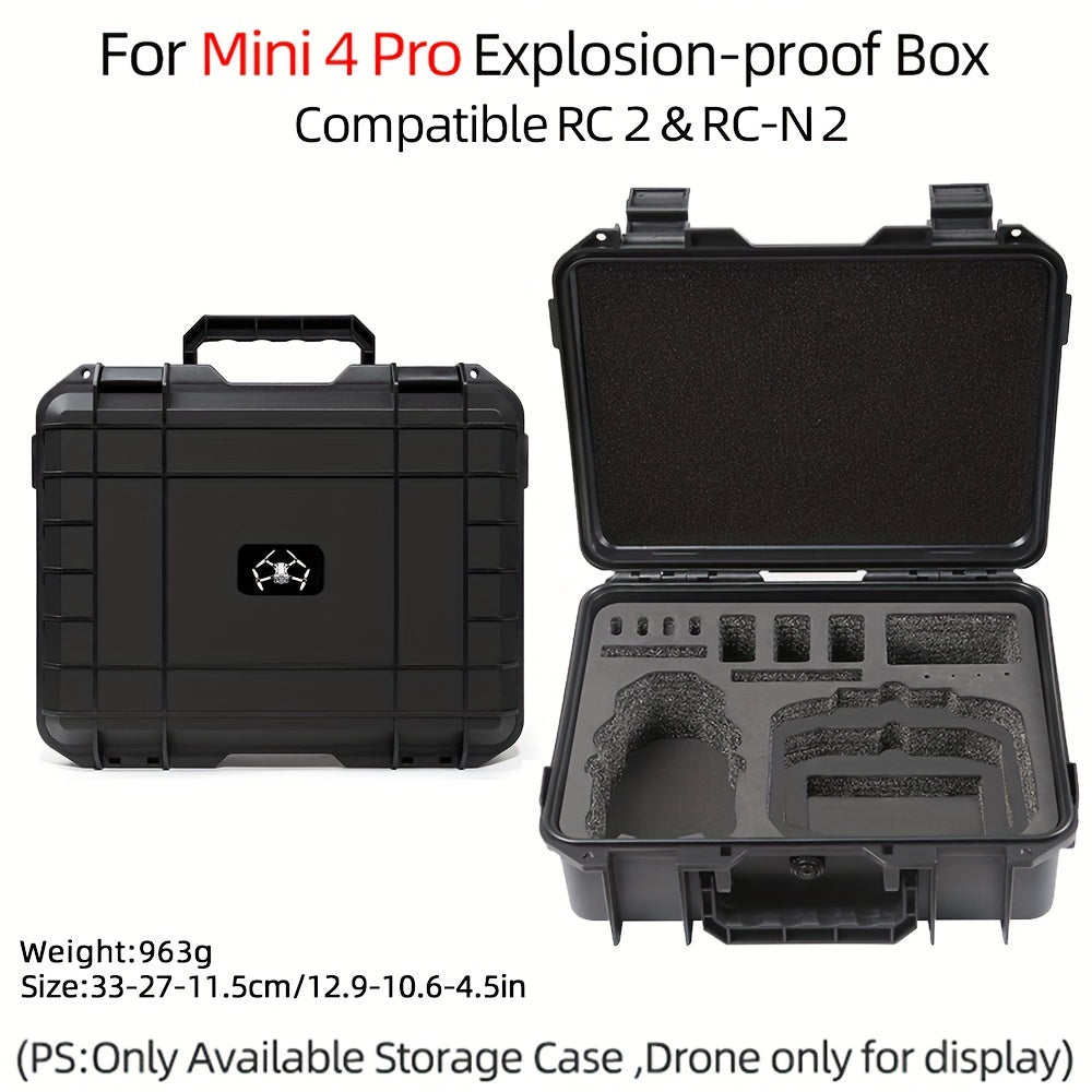 for DJI Mini 4 Pro Case - Explosion-Proof, Waterproof Hard Shell with Large Capacity for Universal Accessories, Black Portable Storage Box with Multiple Compartments and Shockproof Design, DJI Mini Case