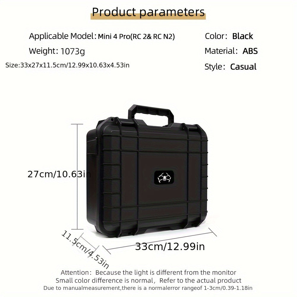 for DJI Mini 4 Pro Case - Explosion-Proof, Waterproof Hard Shell with Large Capacity for Universal Accessories, Black Portable Storage Box with Multiple Compartments and Shockproof Design, DJI Mini Case
