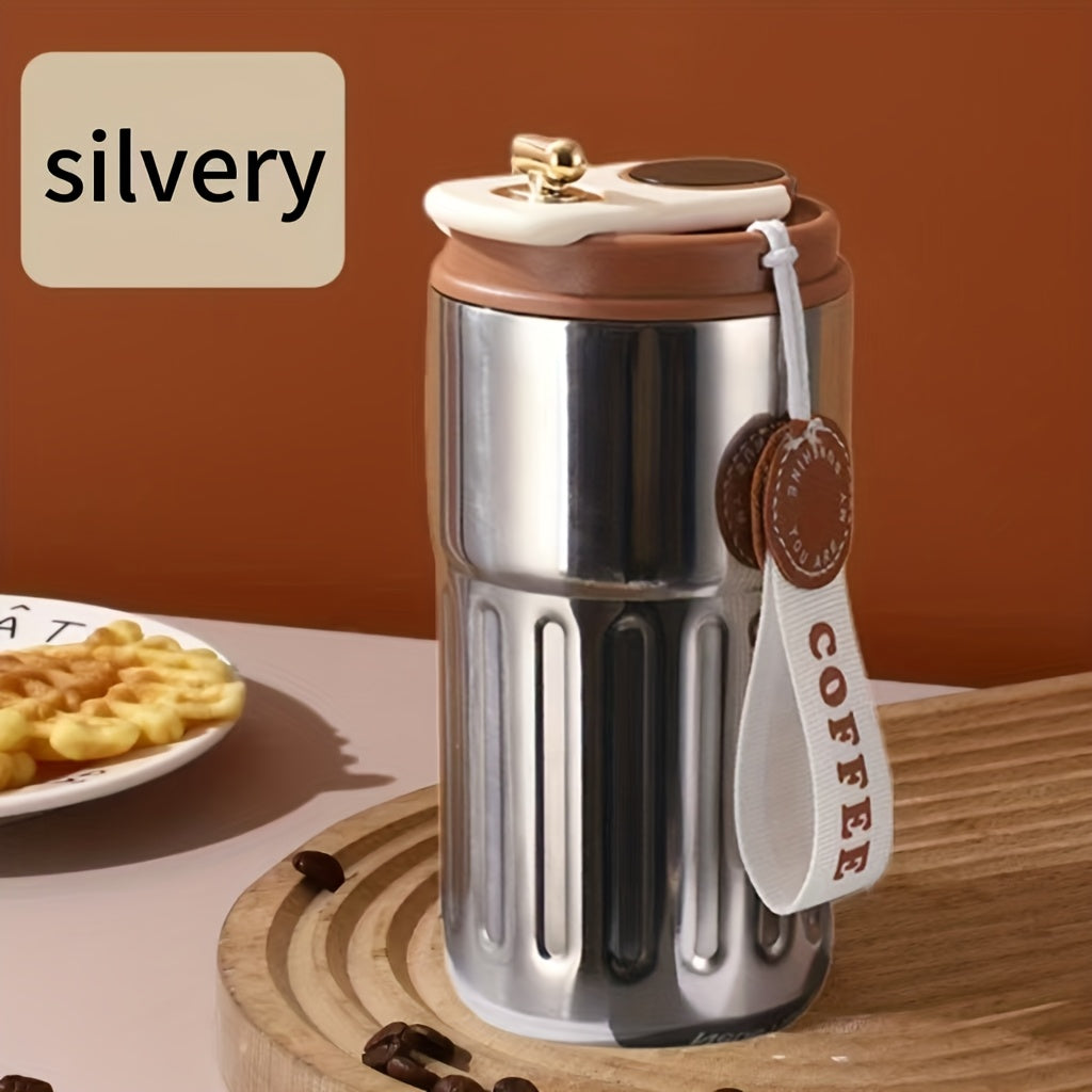 Stainless Steel Insulated Coffee Cup with Digital Display And Button Battery Operated Matte Finish for Ages 14+