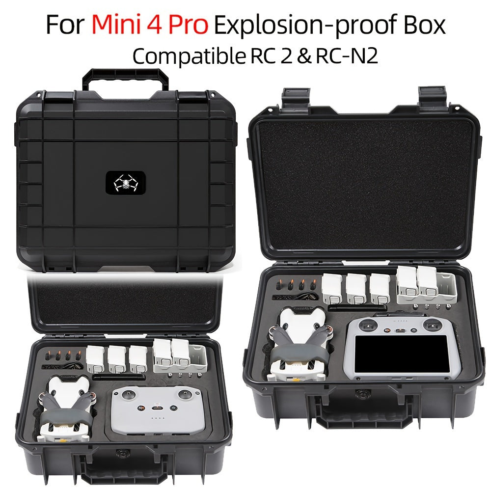 for DJI Mini 4 Pro Case - Explosion-Proof, Waterproof Hard Shell with Large Capacity for Universal Accessories, Black Portable Storage Box with Multiple Compartments and Shockproof Design, DJI Mini Case