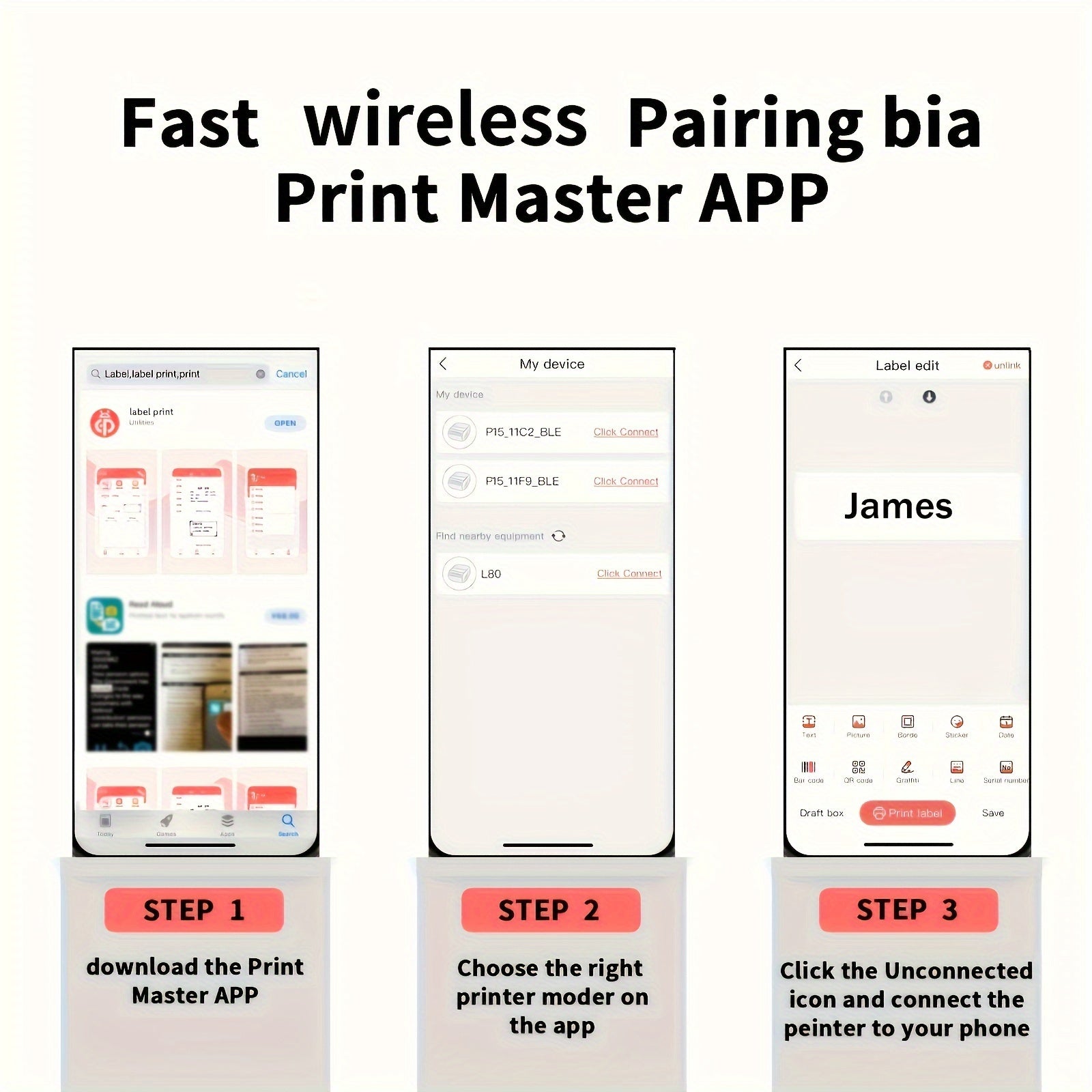 Thermal Label Printer Portable Wireless Printer