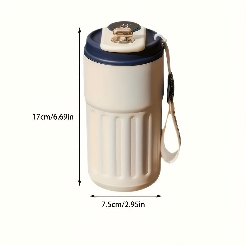 Stainless Steel Insulated Coffee Cup with Digital Display And Button Battery Operated Matte Finish for Ages 14+