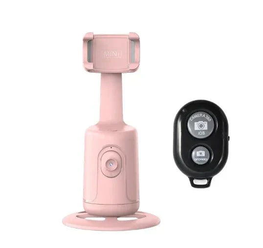 Auto face tracking phone selfie stick in pink with remote control for hands-free selfies