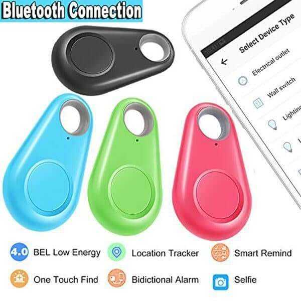 Anti-lost Smart Wireless Bluetooth Tracker with keychain design, compatible with smartphones, features GPS, app control, and alarm notification.