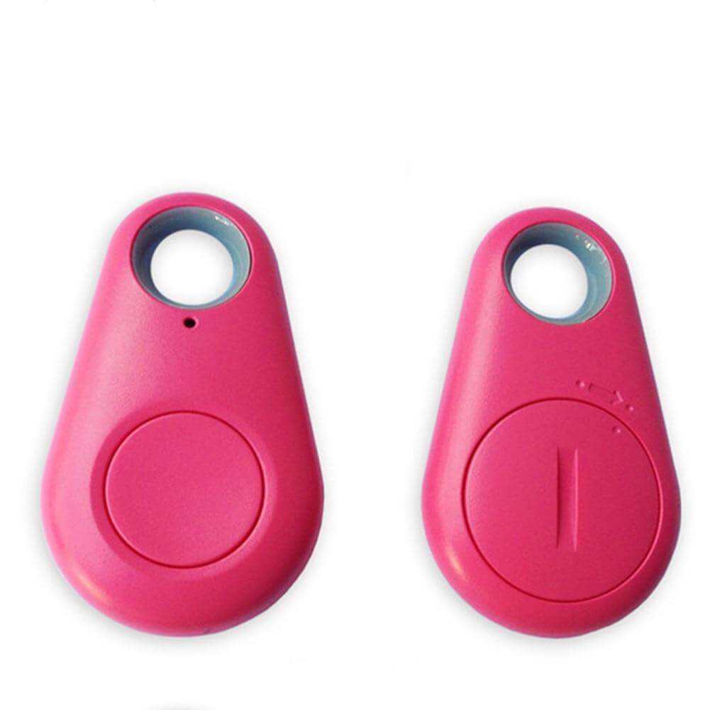 Anti-lost smart wireless Bluetooth tracker in pink color, compact keychain design.