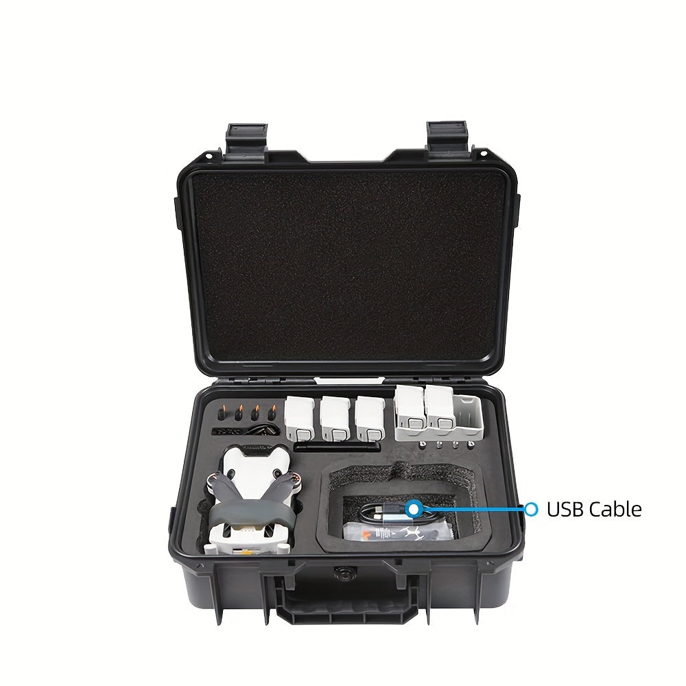 for DJI Mini 4 Pro Case - Explosion-Proof, Waterproof Hard Shell with Large Capacity for Universal Accessories, Black Portable Storage Box with Multiple Compartments and Shockproof Design, DJI Mini Case