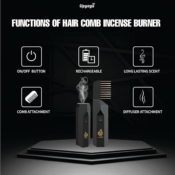 bakhoor burner for hair 2-in-1 rechargeable comb attachment