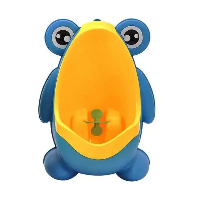 Kids wall-mounted frog potty training urinal with rotating water wheel for toddlers