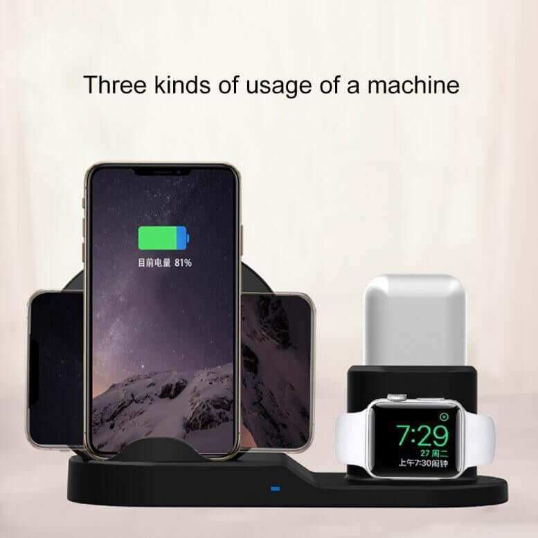 3 in 1 dock station wireless fast charger for iPhone, Apple Watch, and AirPods.