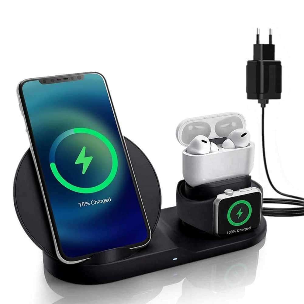 3 in 1 Dock Station Wireless Fast Charger for iPhone, Apple Watch, AirPods.