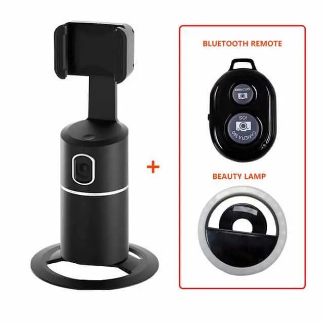 Face Tracking Rotation Phone Gimbal with Bluetooth remote and beauty lamp.