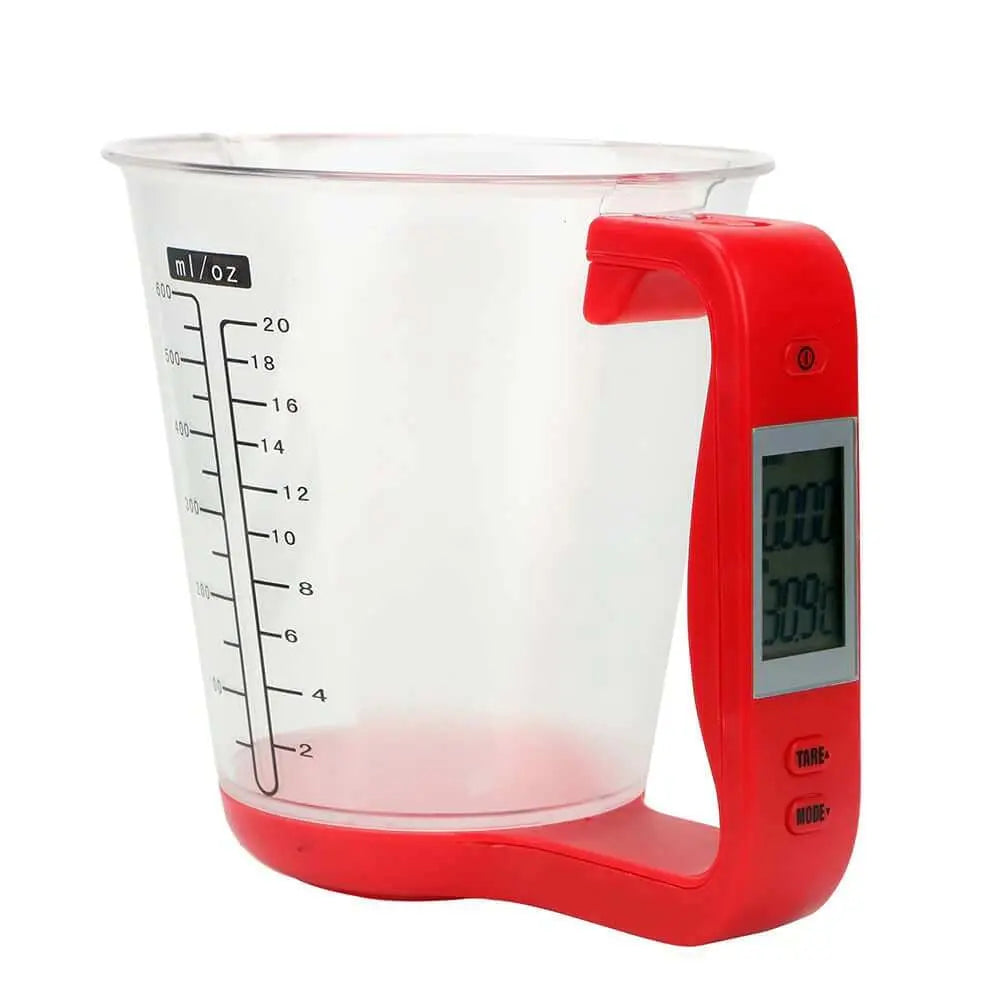 LCD Display Digital Measuring Cup with built-in scale and temperature sensor.