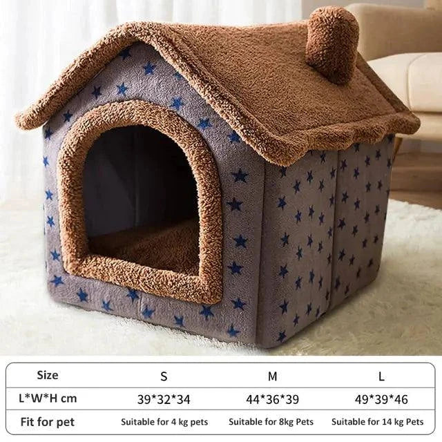 Soft Winter Dog Cat Bed House with plush cushion and stylish design.