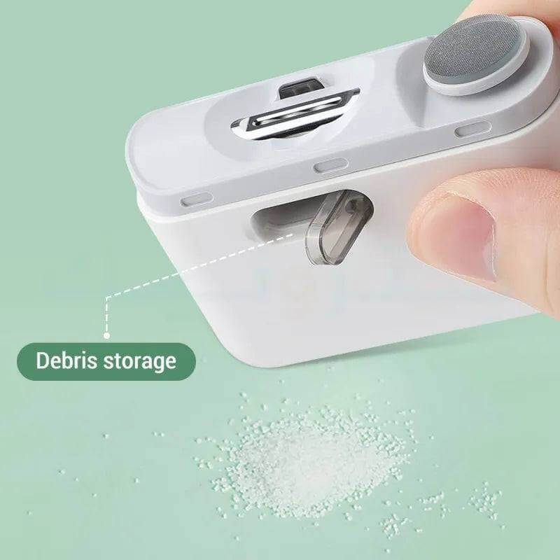 Electric nail cutter 2-in-1 with USB-C charging and built-in debris storage for clean trimming and filing