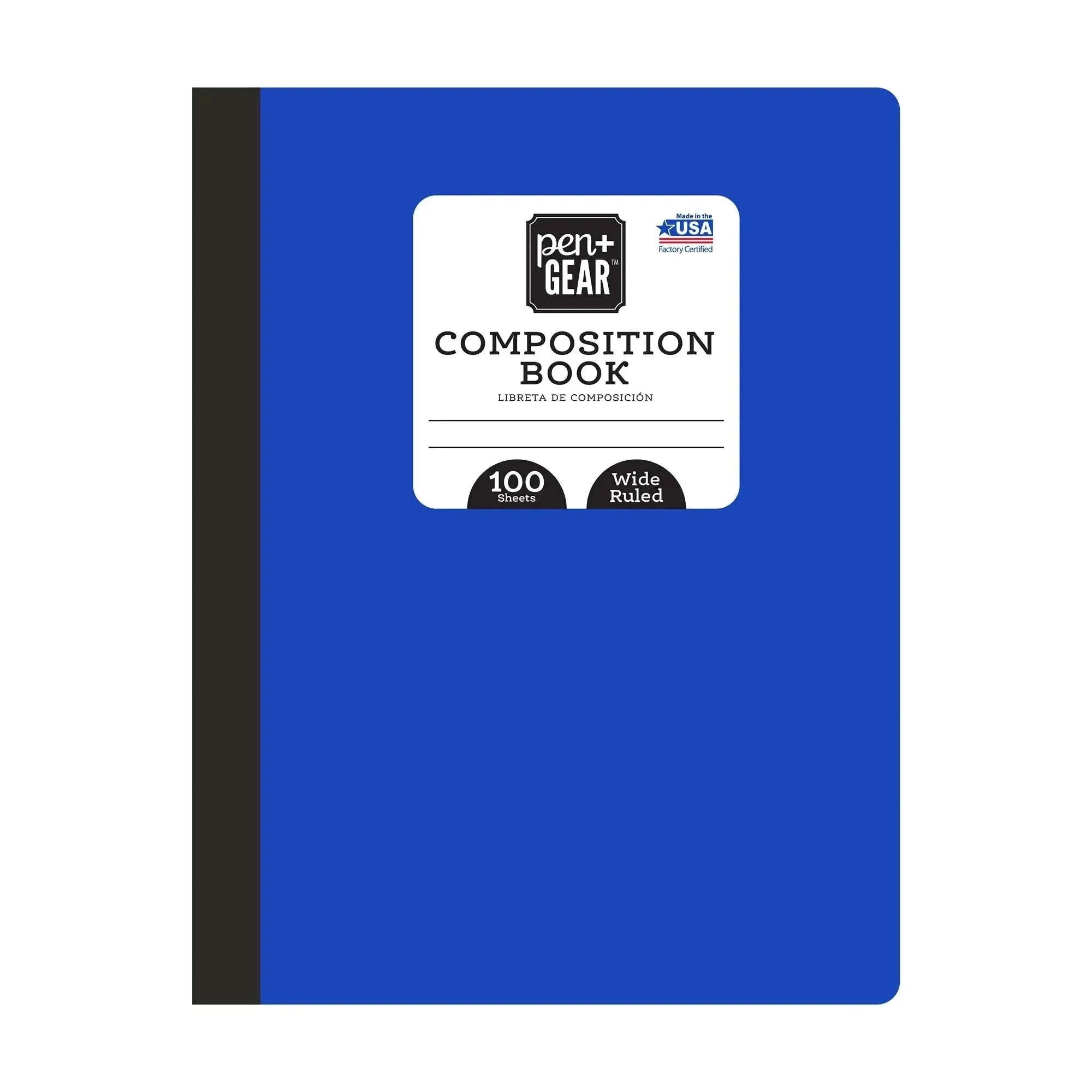 Pen + Gear 100 Sheets Blue Composition Book, Wide Ruled Cover
