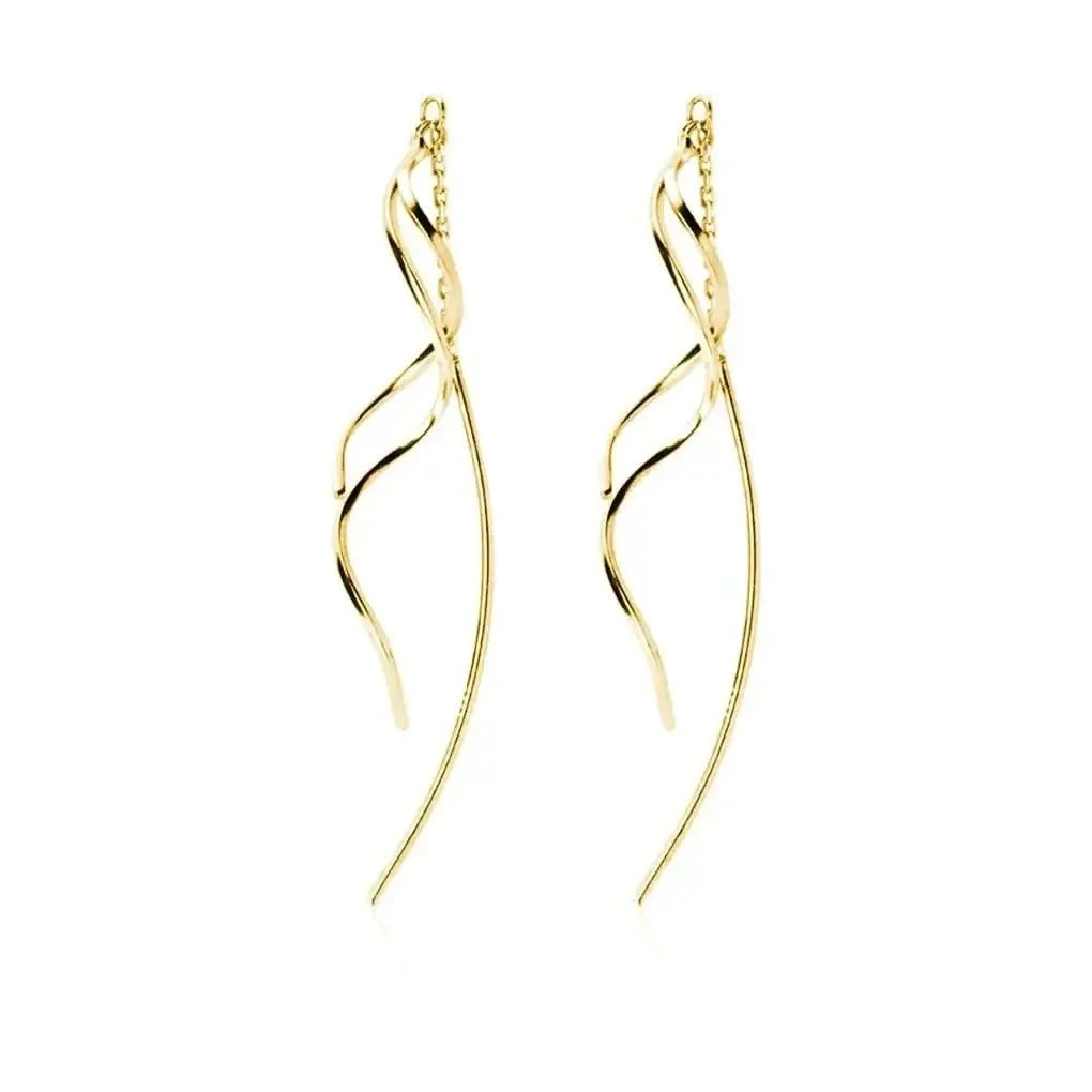 SLUYNZ Sterling Silver Wave Dangle Earrings for Women, Hypoallergenic Design, PKamazone, 5.8cm Length.