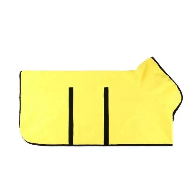 Yellow super absorbent pet bathrobe towel with velcro design for efficient pet drying.