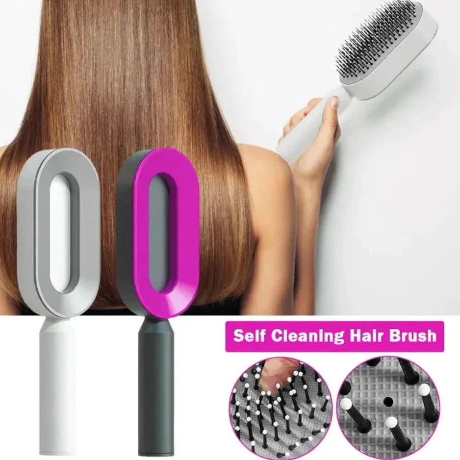 Women's 3D Hair Growth Self-Cleaning Brush with ergonomic design for scalp massage and improved hair health.