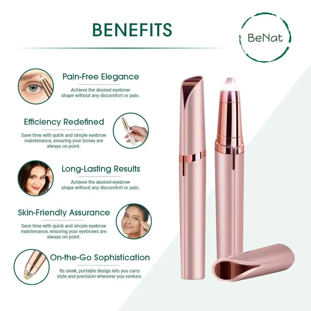 Rechargeable eyebrow hair remover with LED light for precise, pain-free eyebrow shaping.