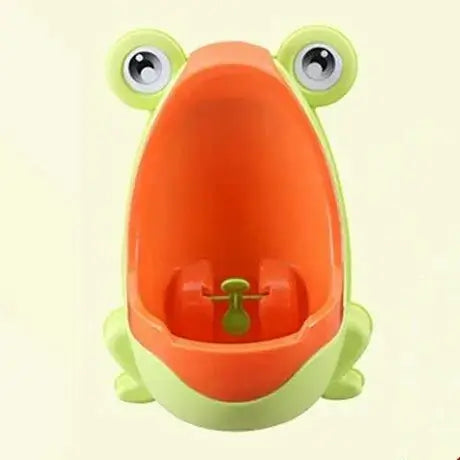 Wall-mounted frog-shaped kids potty training urinal with rotating windmill toy