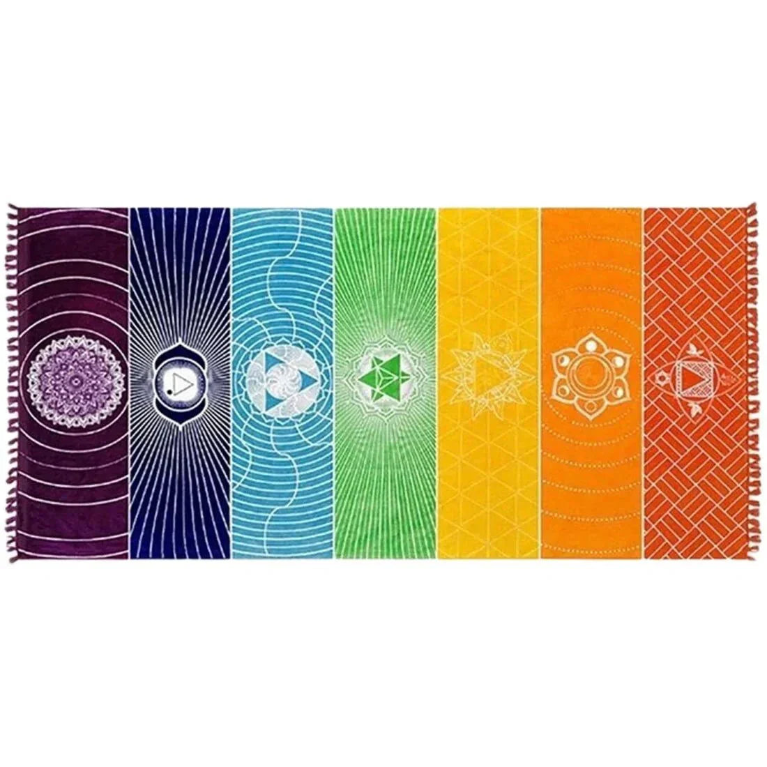 Polyester Bohemian Beach Yoga Mat with vibrant multi-color design.